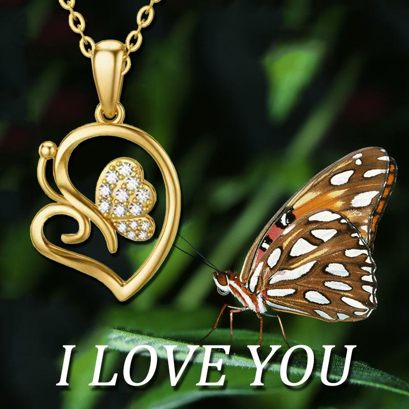 Jewelry Niche Design Butterfly Heart Pendant Necklace Female Animal Series Jewelry