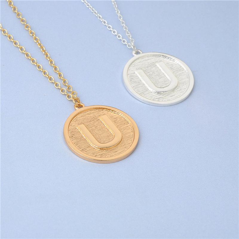 Jewelry round cake horseshoe-shaped U-shaped necklace tag ID card letter pendant female necklace