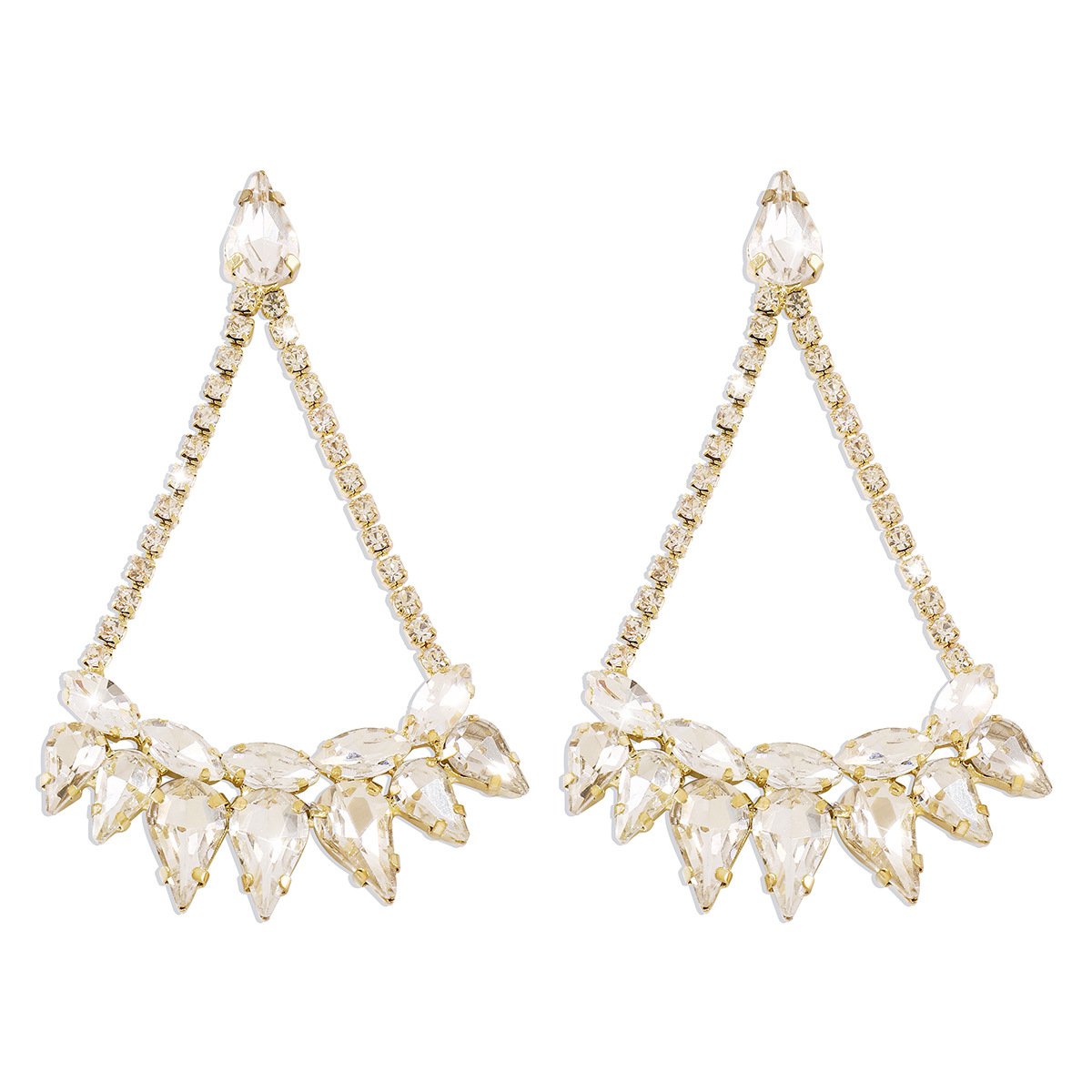 E1631 Jewelry Simple Water Drop Diamond Light Luxury Earrings Women's Geometric Exaggerated Elegant Gentle Earrings