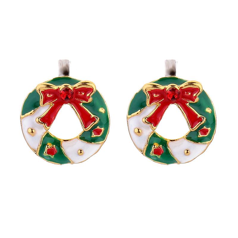 Cute fashion original design Christmas wreath bell earrings hit color girls heart personality all-match oil drop earrings female