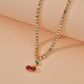 Sweet Little Cherry Pendant Necklace Female Fashion Rhinestone Short Necklace Neck Jewelry