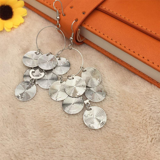 Fashion popular ring round disc sequins women's earrings earrings earrings stud jewelry