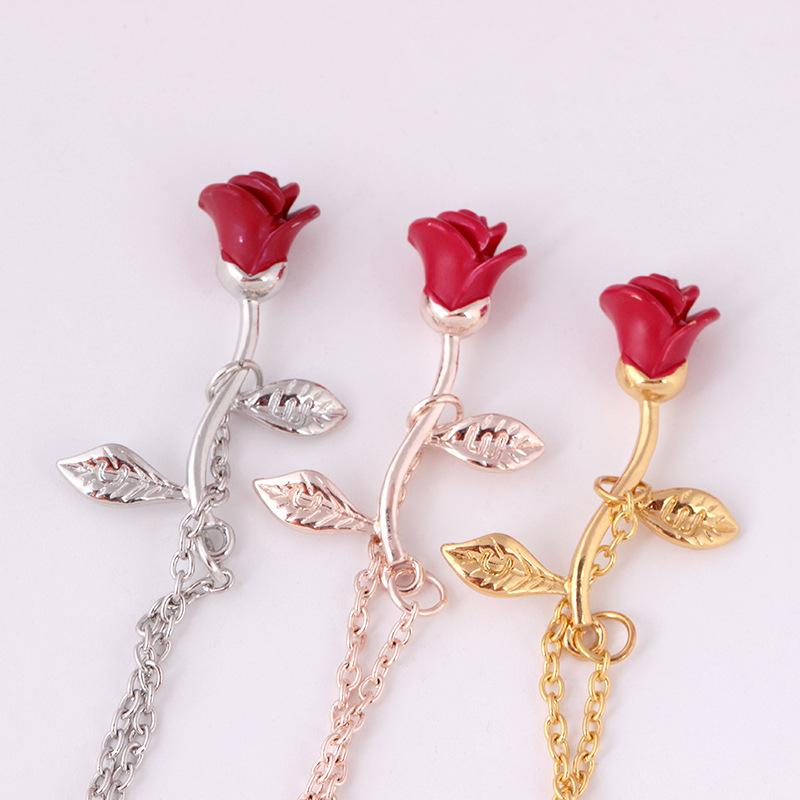 Fashion Red Rose Bracelet Temperament Simple Sweet Flower Bracelet Hand Jewelry