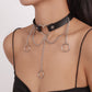 N1698 Harajuku Personality Collar Necklace Heart Circle Chain Tassel Geometric Leather Necklace Female