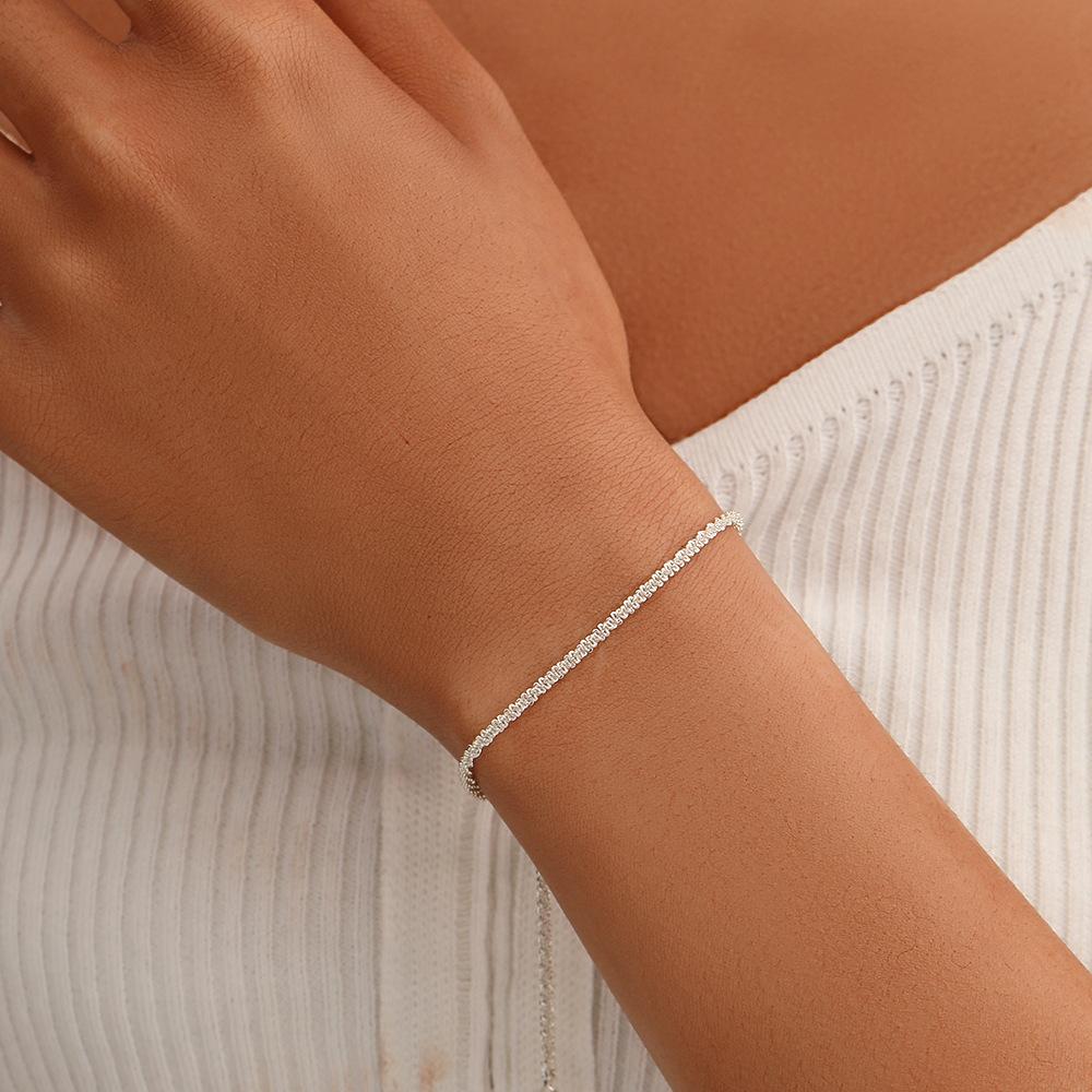 Explosive style sparkling bracelet female ins retro temperament silver pigment chain net red hand jewelry