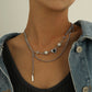 Jewelry punk trendy word tassel pendant necklace female luminous pearl diamond star pendant