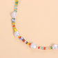 Jewelry Color Transparent White and Blue Rice Bead Necklace Female Fashion Popular Personality Pearl Necklace