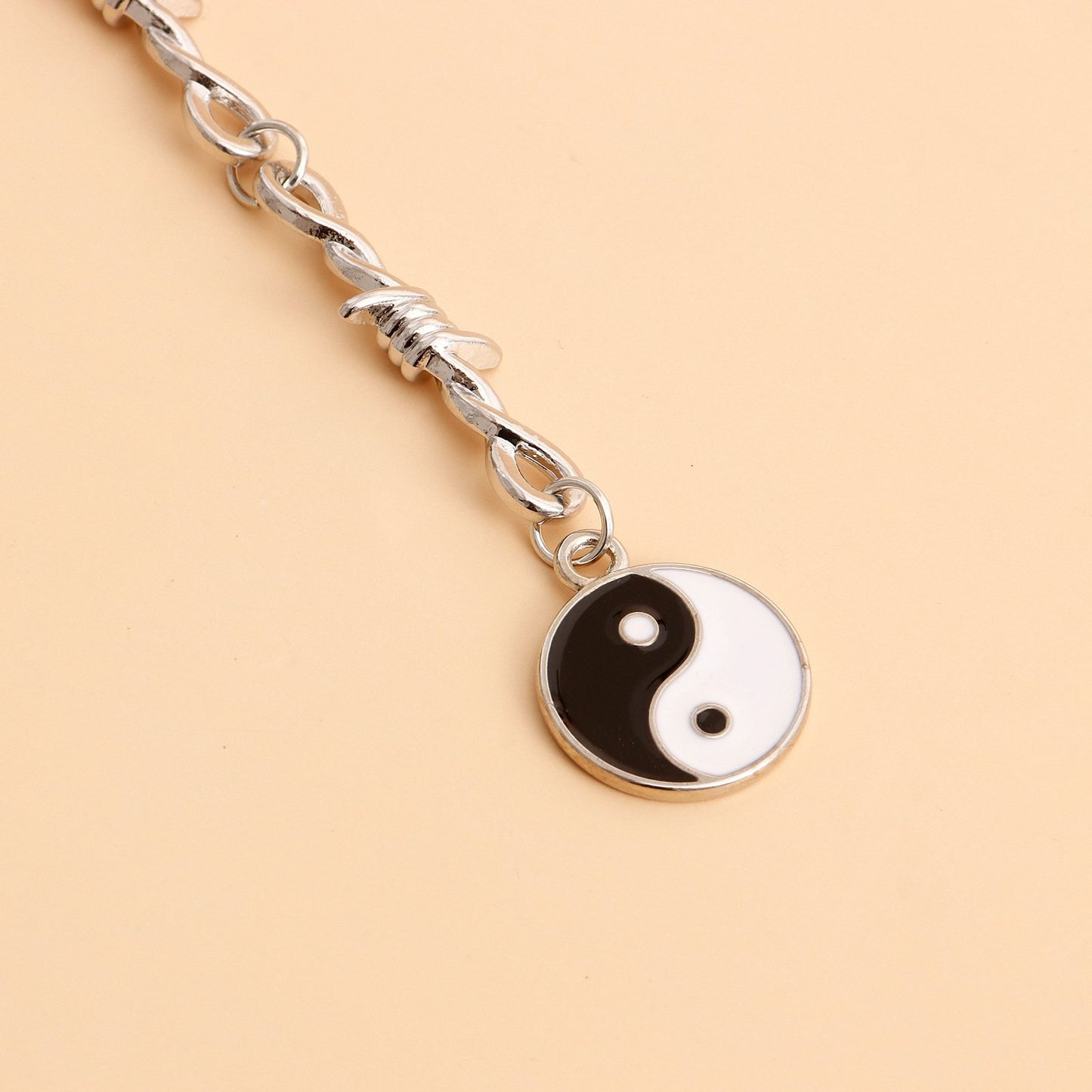 Jewelry trendy brand long hip-hop prickly thorn chain yin-yang gossip necklace female ins niche design