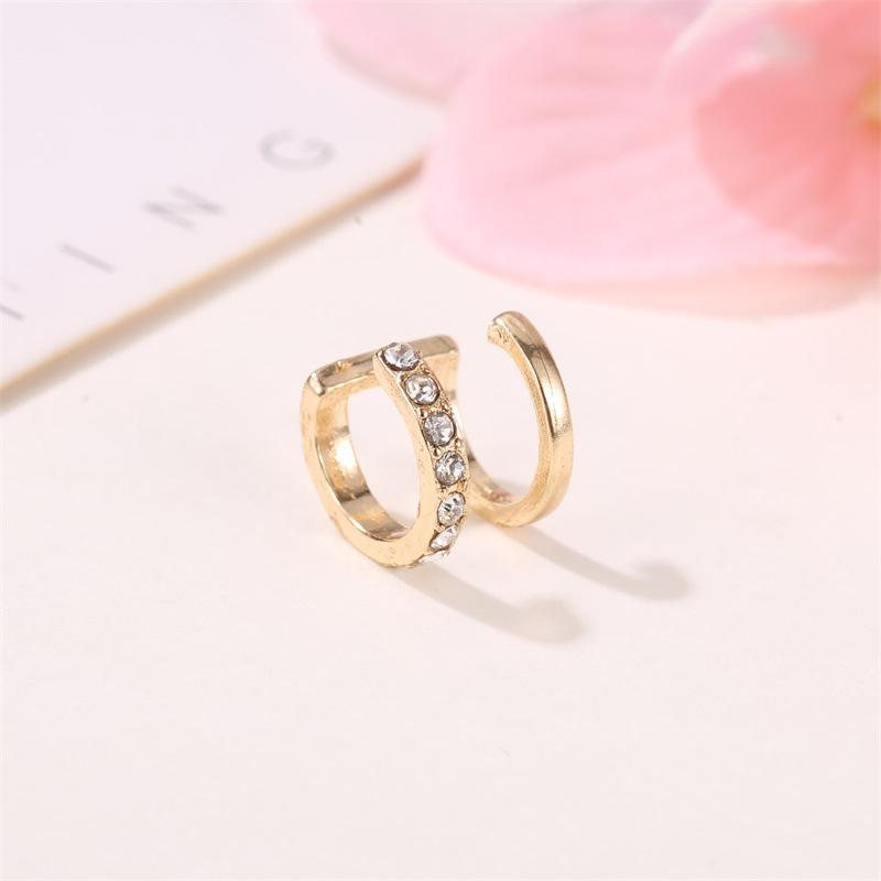 Simple line diamond ear clip fashion double c ear bone clip double u-shaped ear clip without ear hole