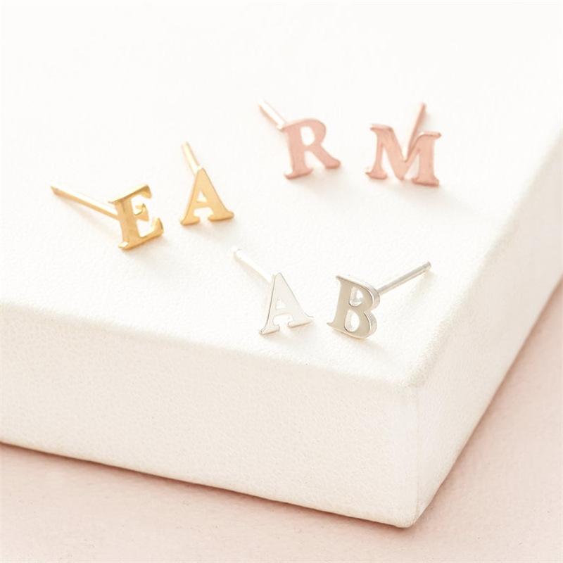 Stainless steel personalized small letter earrings creative 26 small letter earrings