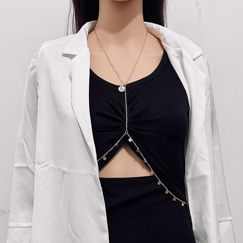 Jewelry Sexy Personality Sequin Tassel Necklace One-piece Chest Chain Night Bikini Chest Jewelry Women