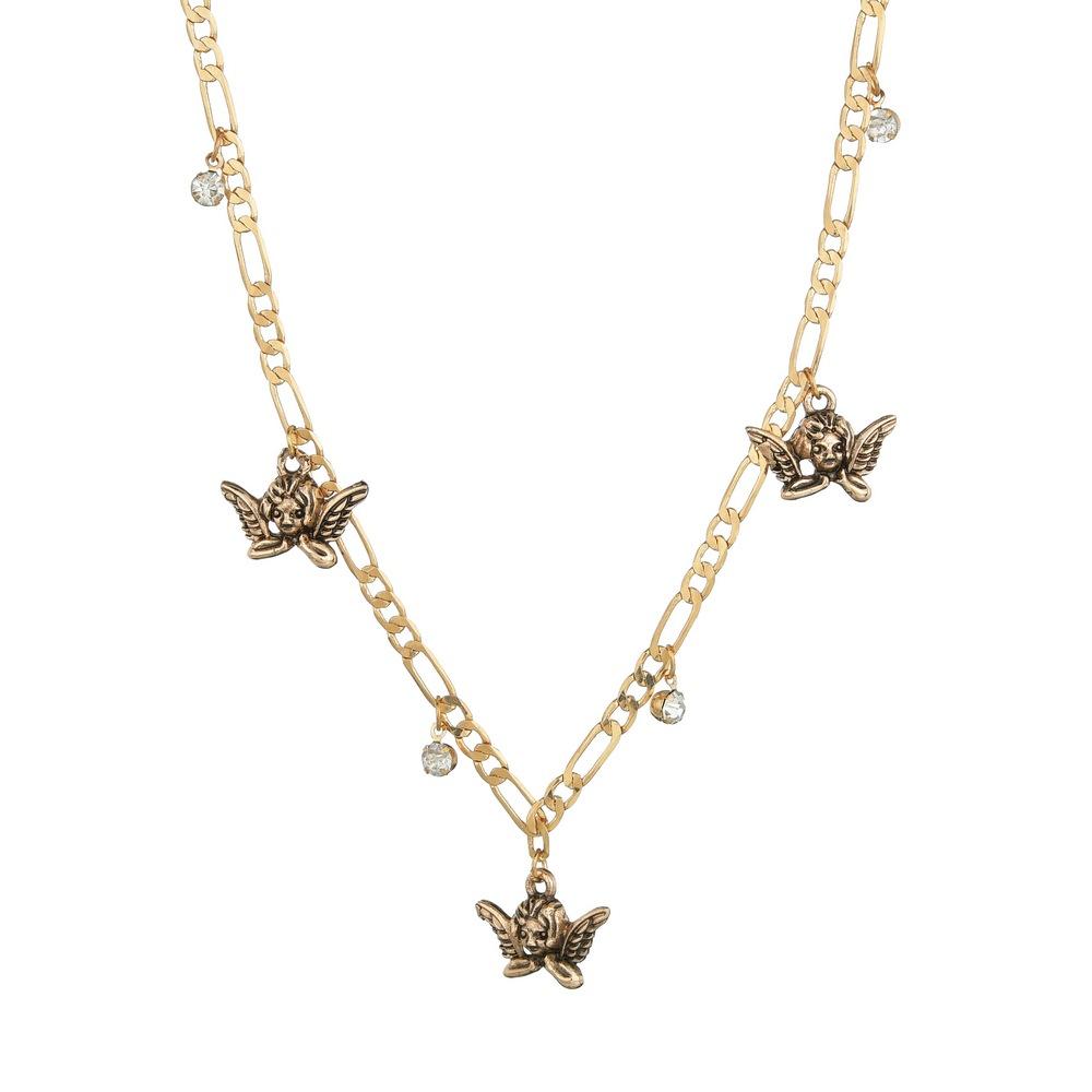 Retro Rhinestone Angel Necklace Female Personality Creative Retro Clavicle Chain Accessories