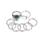 Fashion personality Bohemian ethnic ball turquoise alloy wave ring 8-piece set for women
