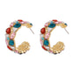 E1741 Personality Fashion Circle C-shaped Earbuckle Light Luxury Exaggerated Design Earrings Rhinestone Vintage Earrings