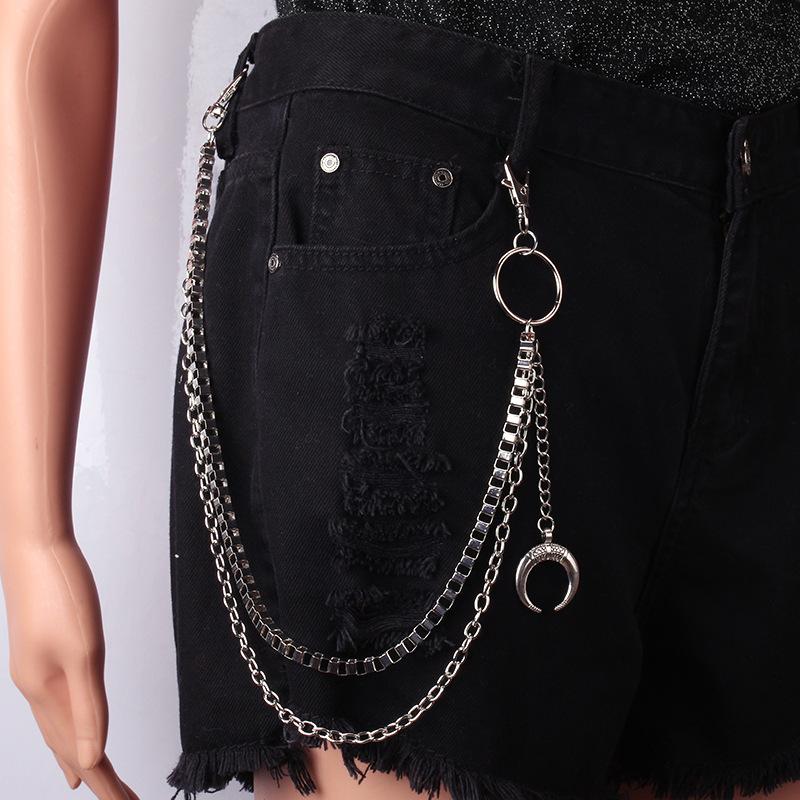 Jewelry punk metal moon geometric chain pants chain hip-hop trendy cool all-match waist chain for men and women