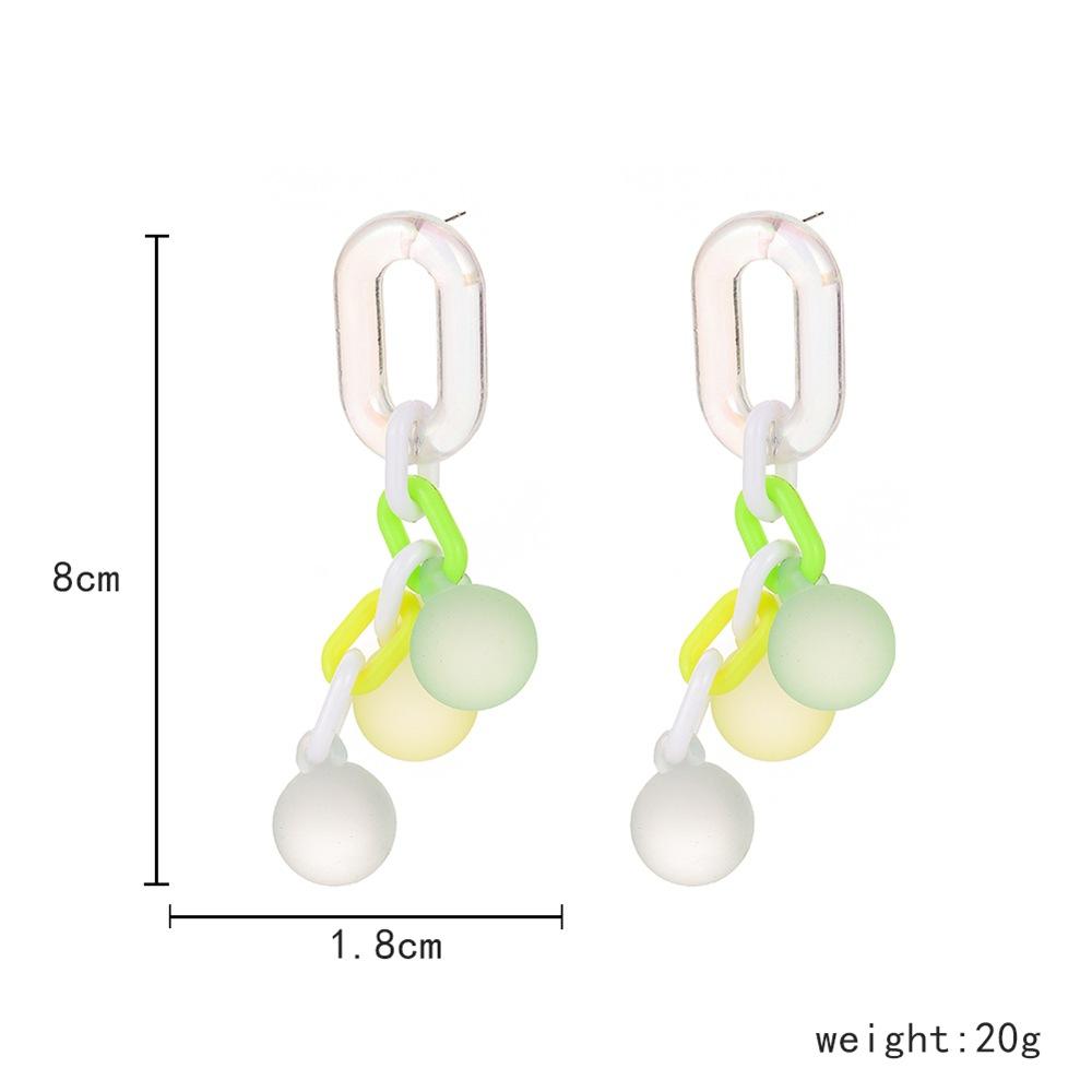 Fashion personality long colorful bubble gum acrylic earrings frosted ball niche earrings for women