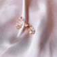 Ins cold five-petal flower back hanging earrings sweet crystal flower earrings net red earrings