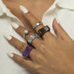Jewelry fashion cold flash diamond ring set retro simple acrylic ring jewelry female