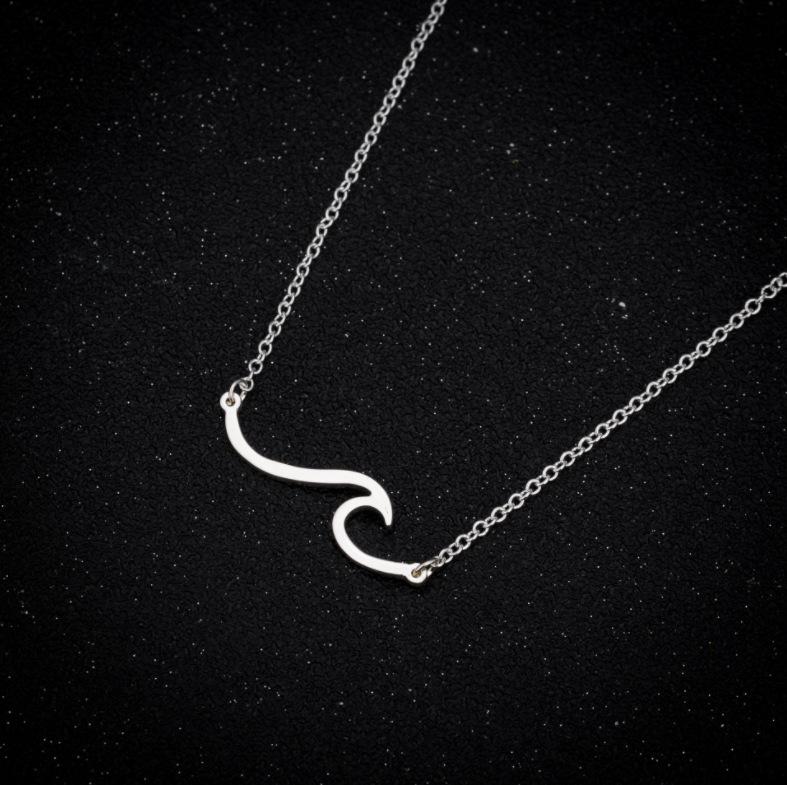 Long Wave Necklace Beautiful Wave Pendant Clavicle Chain Beach Surfer 19 Years Explosion