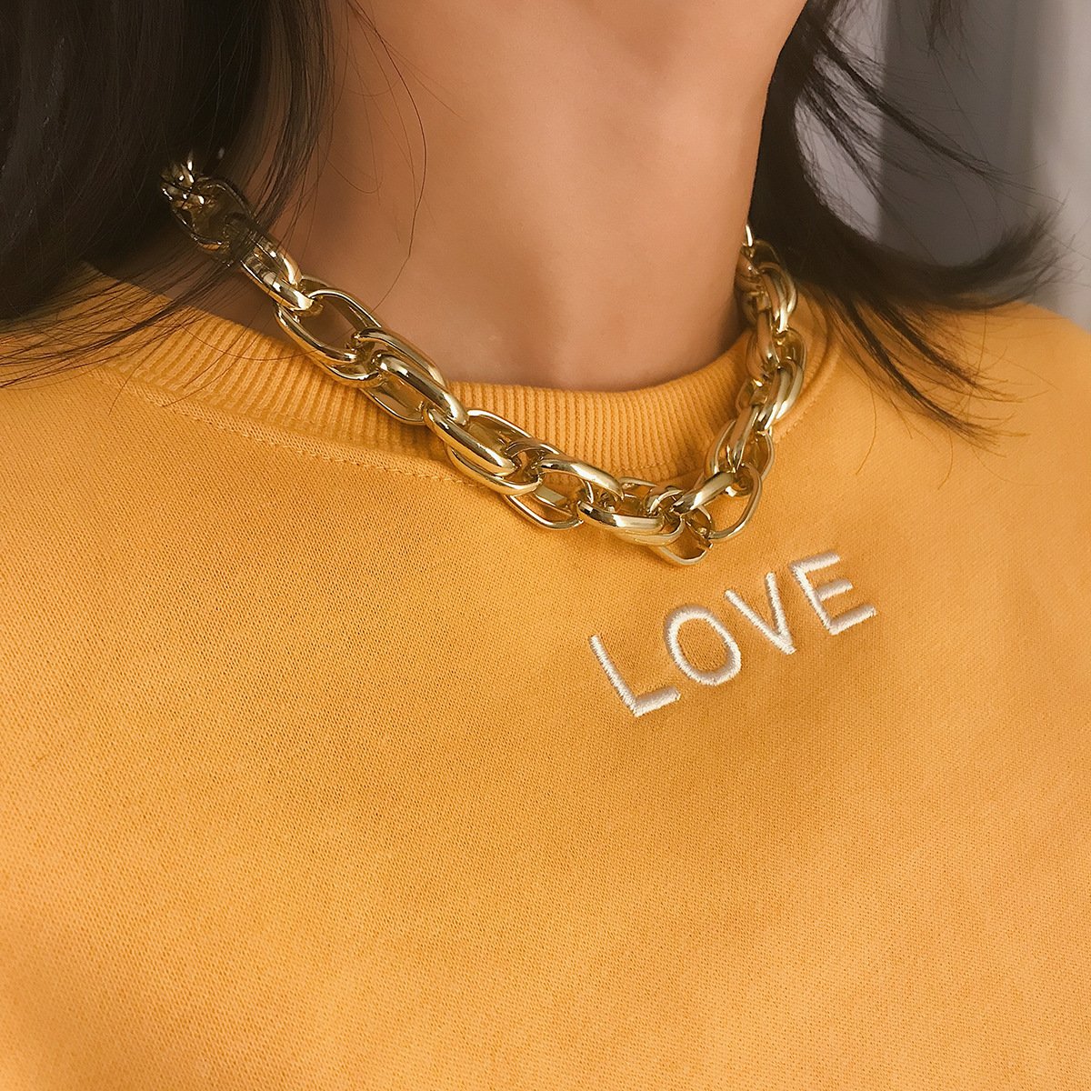 Jewelry personality hip-hop punk thick chain multi-ring trend necklace creative twist chain necklace female