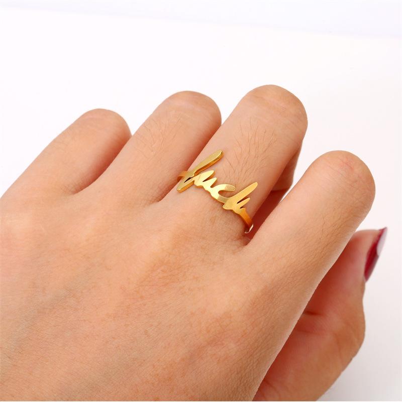 Fashionable Fuck Letter Ring Titanium Steel 18K Furnace Vacuum Plating Explosive Accessories