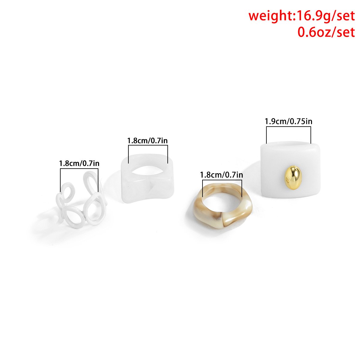 Jewelry Irregular Shaped Acrylic Set Ring Fashion Sweet Cool Chain Open Hand Jewelry Female
