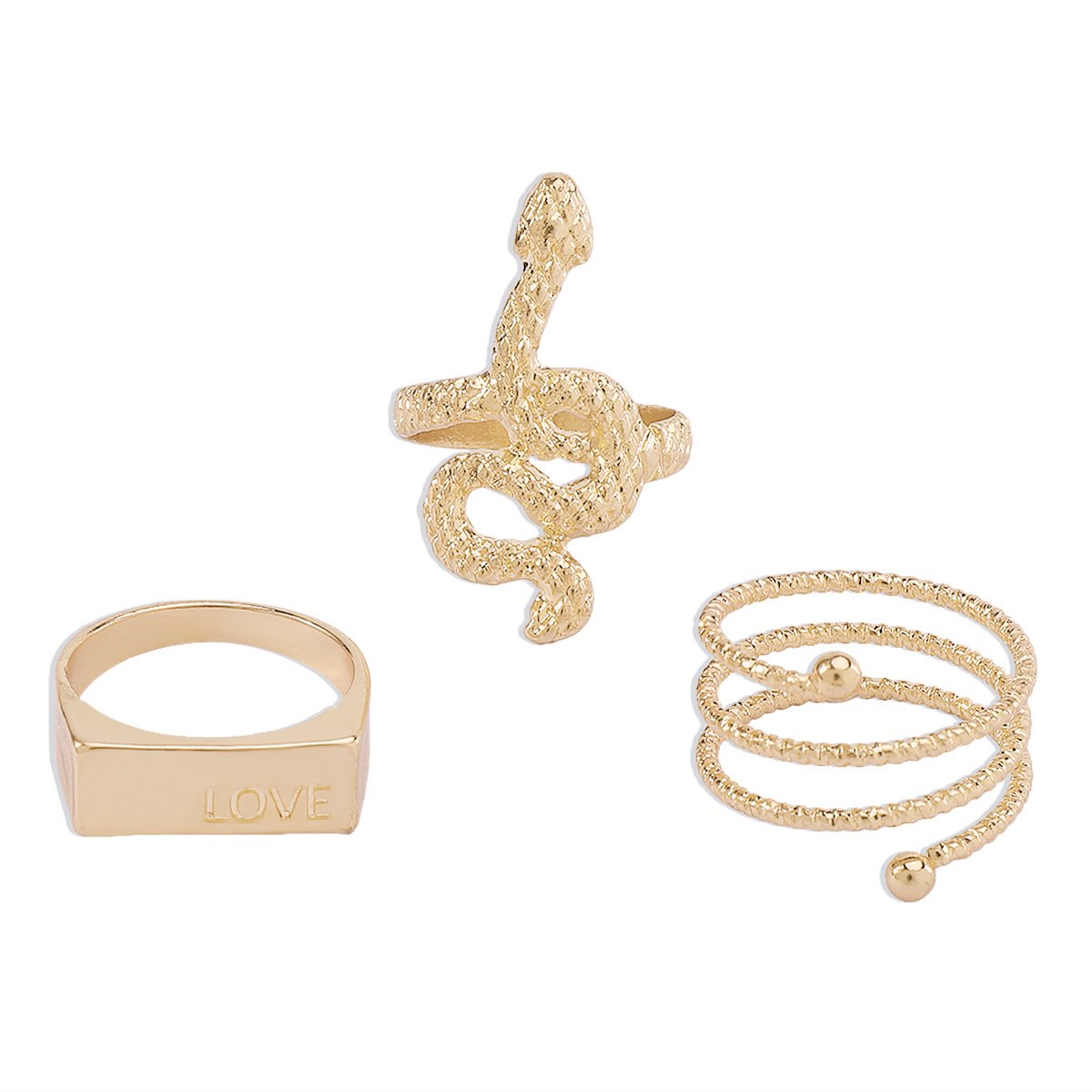 R797 jewelry personality snake-shaped LOVE exaggerated ring circle lettering simple metal ring