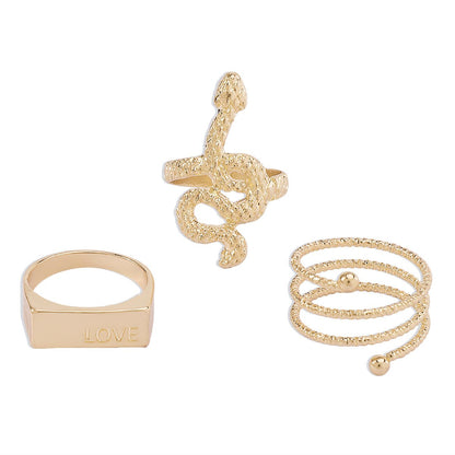 R797 jewelry personality snake-shaped LOVE exaggerated ring circle lettering simple metal ring