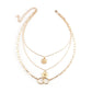 Decorated with multi-layered ring pendant necklace female ins cold beauty head pendant clavicle chain