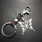 Men and Women Jewelry Titanium Steel Pendant Stainless Steel Hollow Butterfly Pendant Leather Keychain