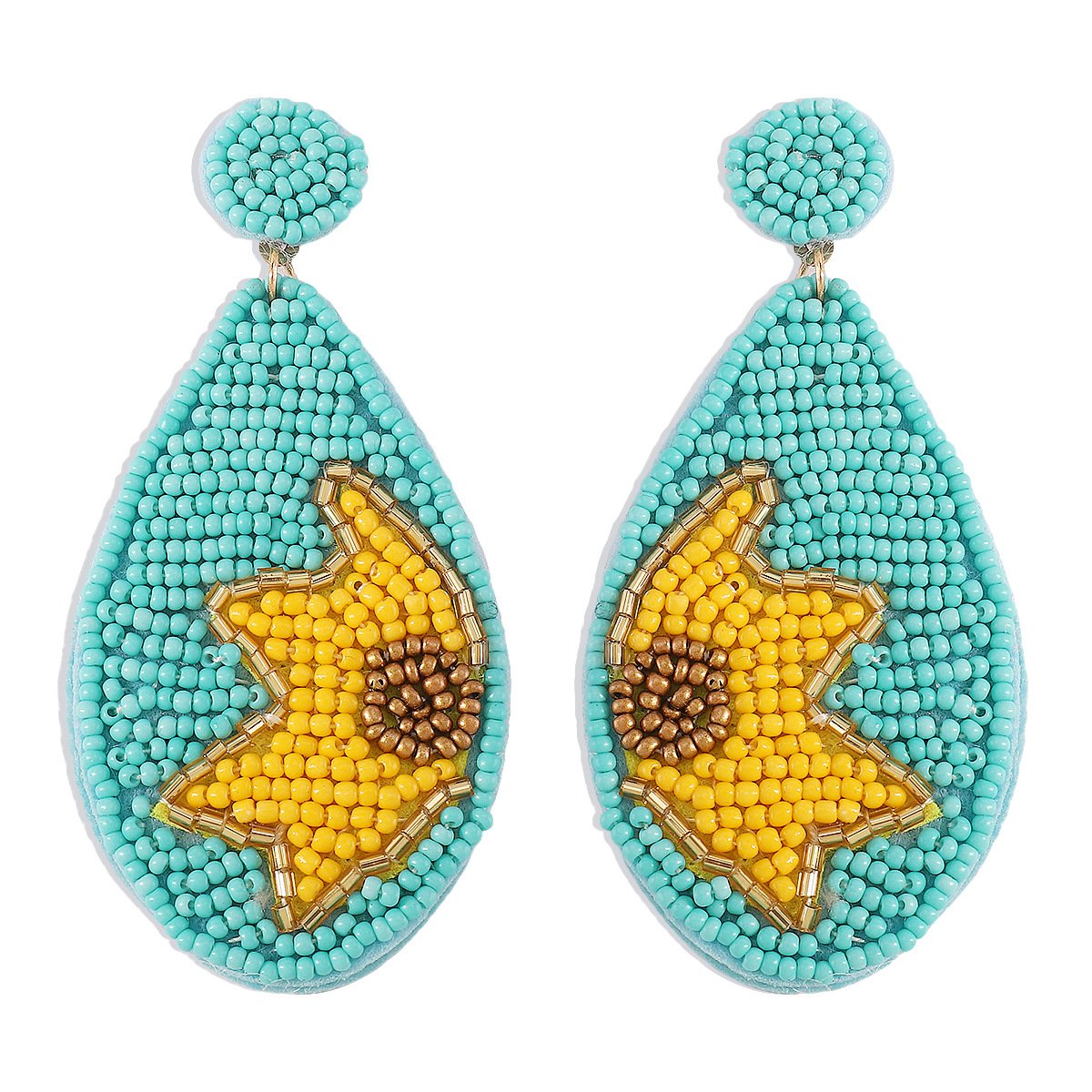 E1671 Ethnic Fashion Earrings Bohemian Vacation Leisure Earrings Sun Flower Contrasting Color Earrings