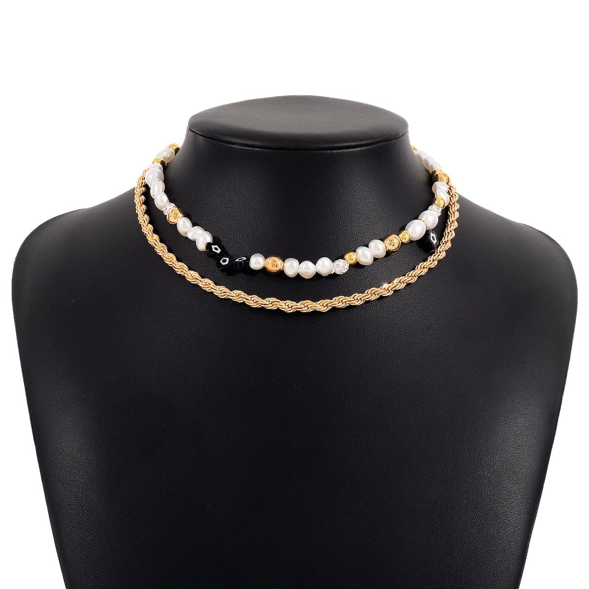 N1787 National Personality Double Fashion Necklace CCB Beaded Twist Chain Necklace Small Fresh Flower Necklace