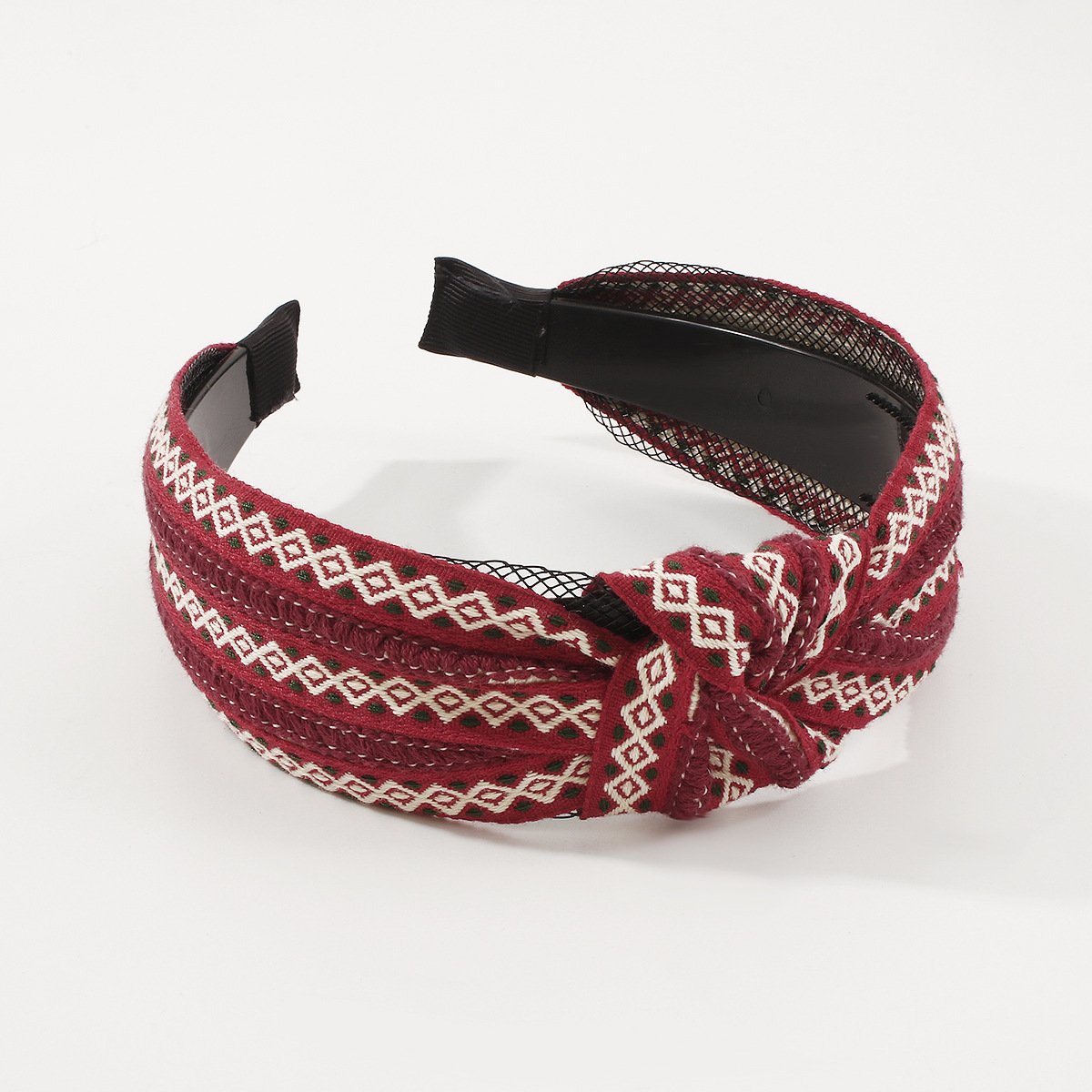 F4744 Ethnic personality color contrast embroidery knotted headband vacation fashion wide-brimmed retro simple girl headband