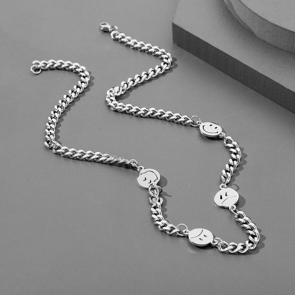 Indifferent and Simple Emotions Titanium Steel Pendant Stainless Steel Choker Clavicle Chain Necklace