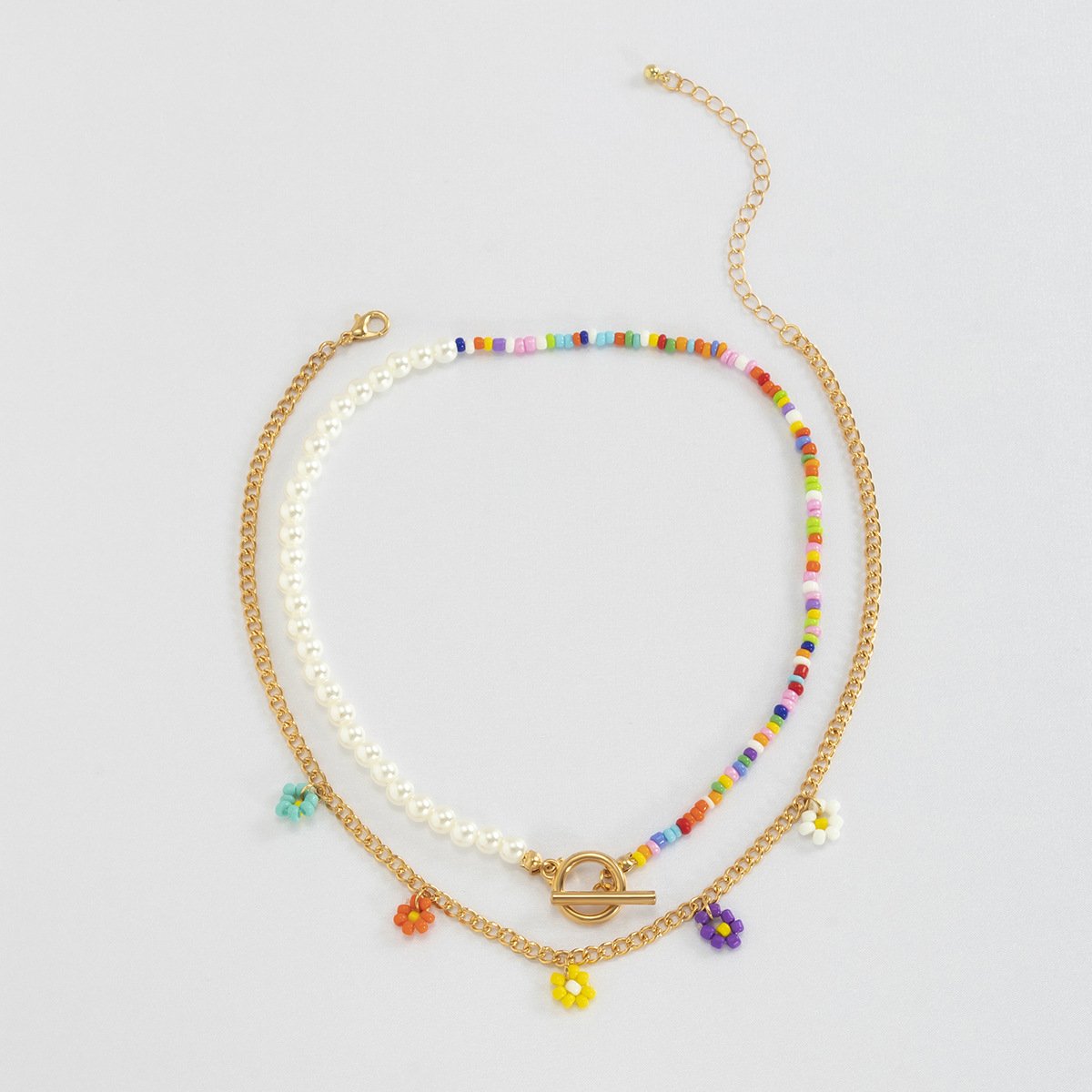 Jewelry sweet cool small daisy flower pendant simple color rice beads beaded necklace female