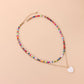 Jewelry Fashion Colorful Rice Beads Heart Shell Necklace Women's Double Layer Versatile Personality Handmade Necklace