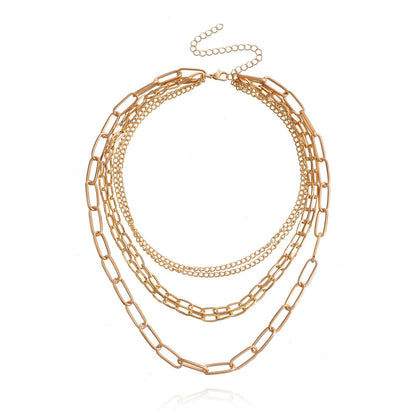 Jewelry Retro Multi-layer Paper Clip Bamboo Clavicle Chain Necklace Female Trend Female Necklace