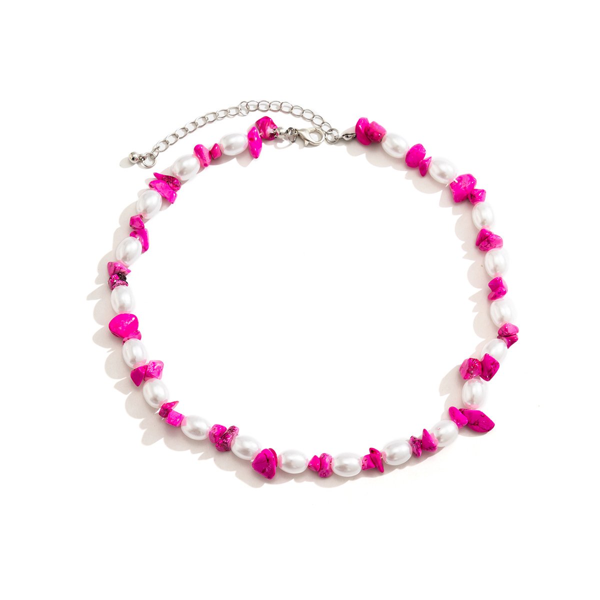 Jewelry ethnic niche imitation pearl simple necklace retro color beaded turquoise clavicle chain