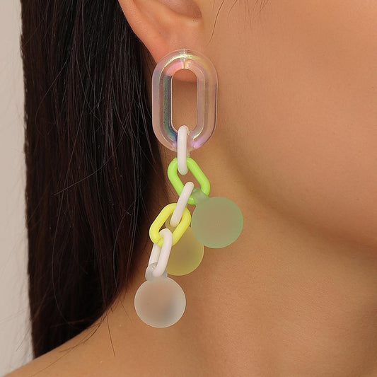 Fashion personality long colorful bubble gum acrylic earrings frosted ball niche earrings for women