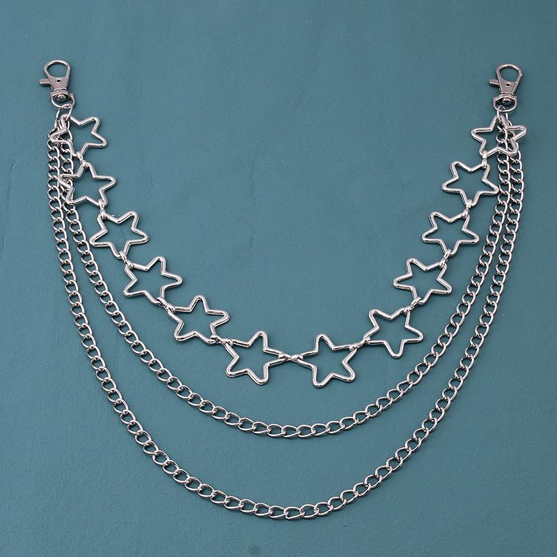 Fashion five-pointed star personality waist chain trend hip-hop metal pants chain multi-layer chain accessories