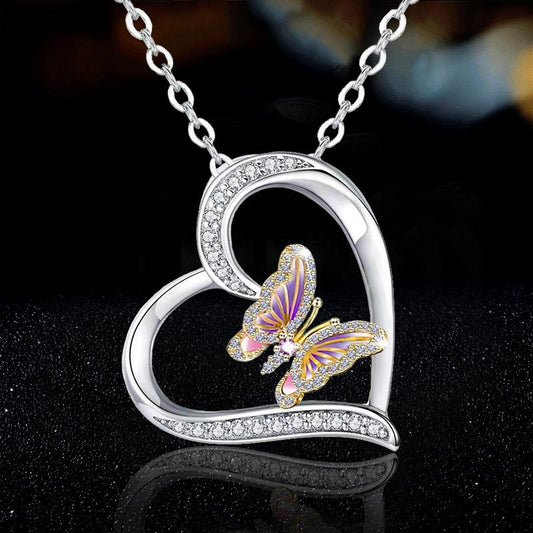 Exclusively for fashion women love butterfly diamond pendant necklace simple animal series jewelry