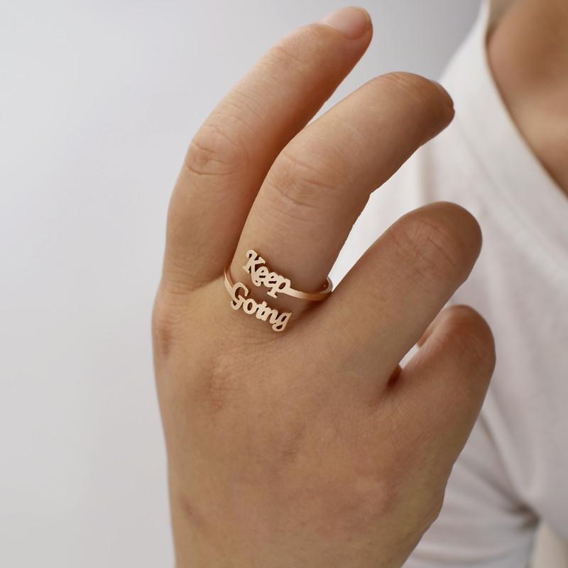 Retro Letter KeepGoing Ring Female Personality Simple Inspirational Ring