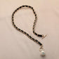 Fashionable Mermaid Bead Braided Leather Rope OT Buckle Short Necklace Niche Design Clavicle Chain Ladies Necklace