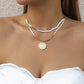 Jewelry Creative Portrait Retro Three-dimensional Necklace Simple Contrasting Color Double Snake Bone Chain Necklace Female