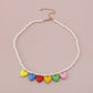 N136 Rainbow Pearl Necklace Spring and Summer Temperament Niche Necklace Net Red Resin Love Sweet Cool Necklace