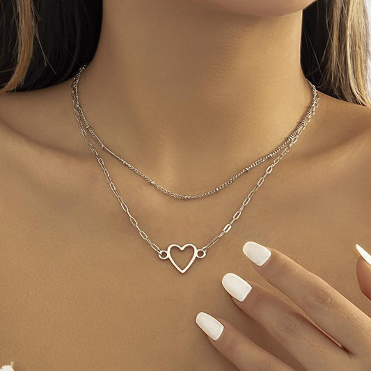 Jewelry stacked double-layer simple ball chain clavicle chain all-match cold love necklace female