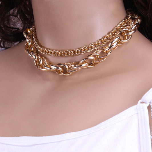 Fashion creative explosion style jewelry personalized street shooting metal chain collarbone necklace retro simple necklace