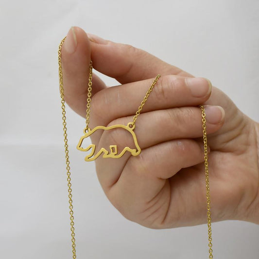 Titanium Steel Hollow Karaoke Bear Necklace Bear Clavicle Chain Women's Fashion Accessories Simple Cute First Jewelry Internet Celebrity
