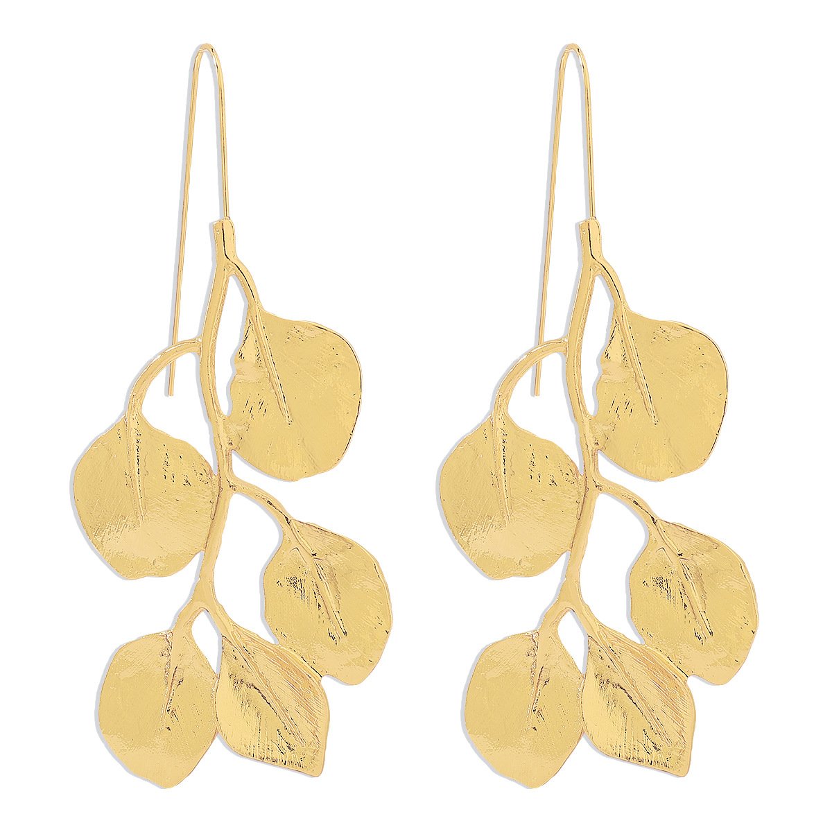 E1877 Retro Temperament Gold Leaf Earrings ZA Family Personality Earrings Simple Alloy Exaggerated Earrings