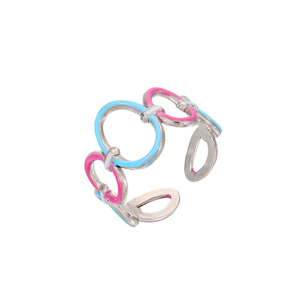Jewelry fashion light luxury stainless steel dripping oil circle O-shaped open ring